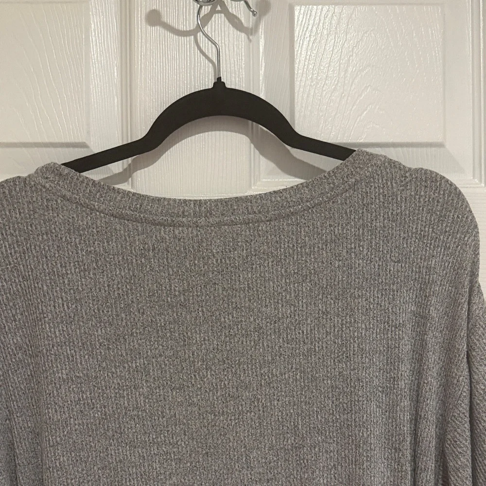 GAP Gray Tie Hem Tunic Top Dolman Sleeve Scoop Neck Knit Women’s Medium - Picture 10 of 14
